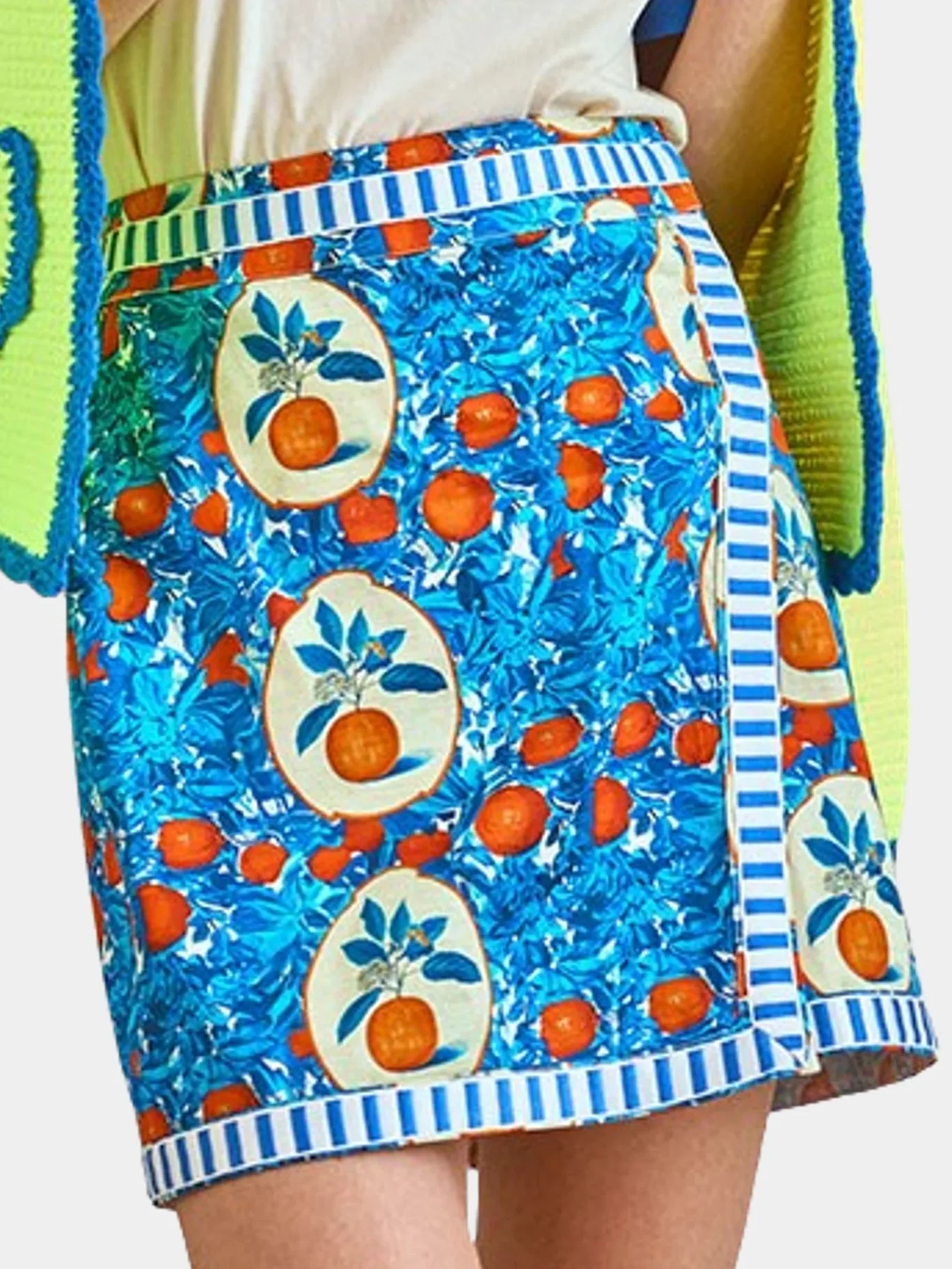 

Women Retro Print Mini Skirt Wrapped Waist A-Line High Waist Fashion Female Short Jupe