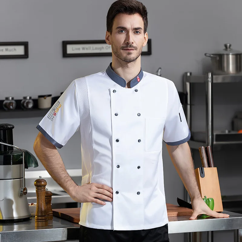 Uniforme de travail de serveur de Restaurant occidental, vêtements de travail de Chef d'été de cuisine de Restaurant d'hôtel à manches courtes