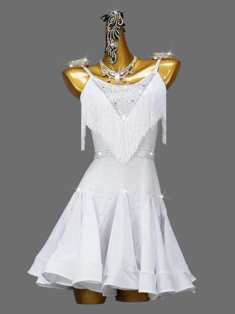 فستان جديد لعام 2025 لمسابقات الرقص اللاتيني، تنورة واسعة للعروض، زي مزين بالزهور، فستان للتدريب على الرقص، زي موحد للنساء