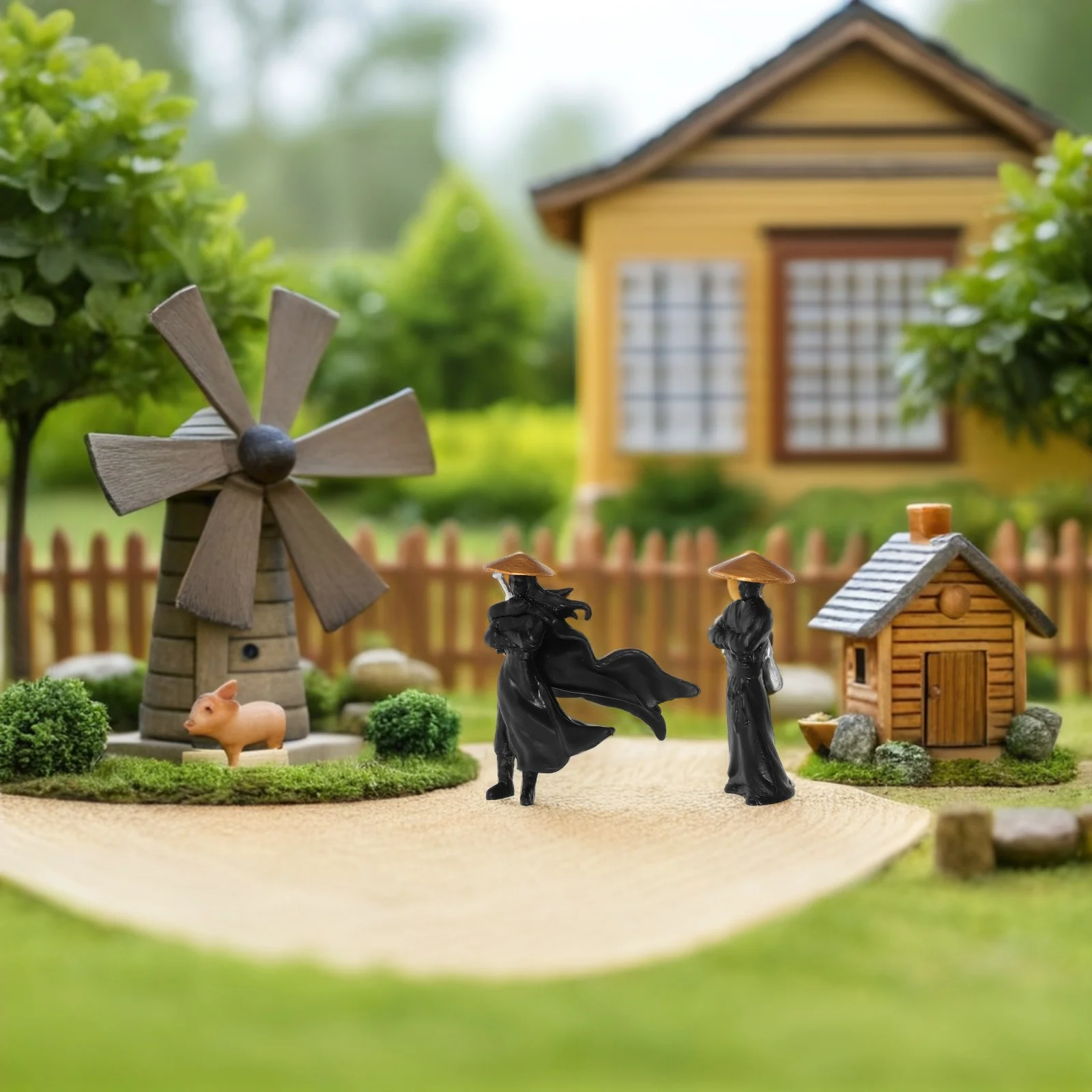 

2Pcs Ancient Chinese Warrior Miniature Figurines Exquisite Jianghu Style for Bonsai Terrariums Desktop Micro Landscape