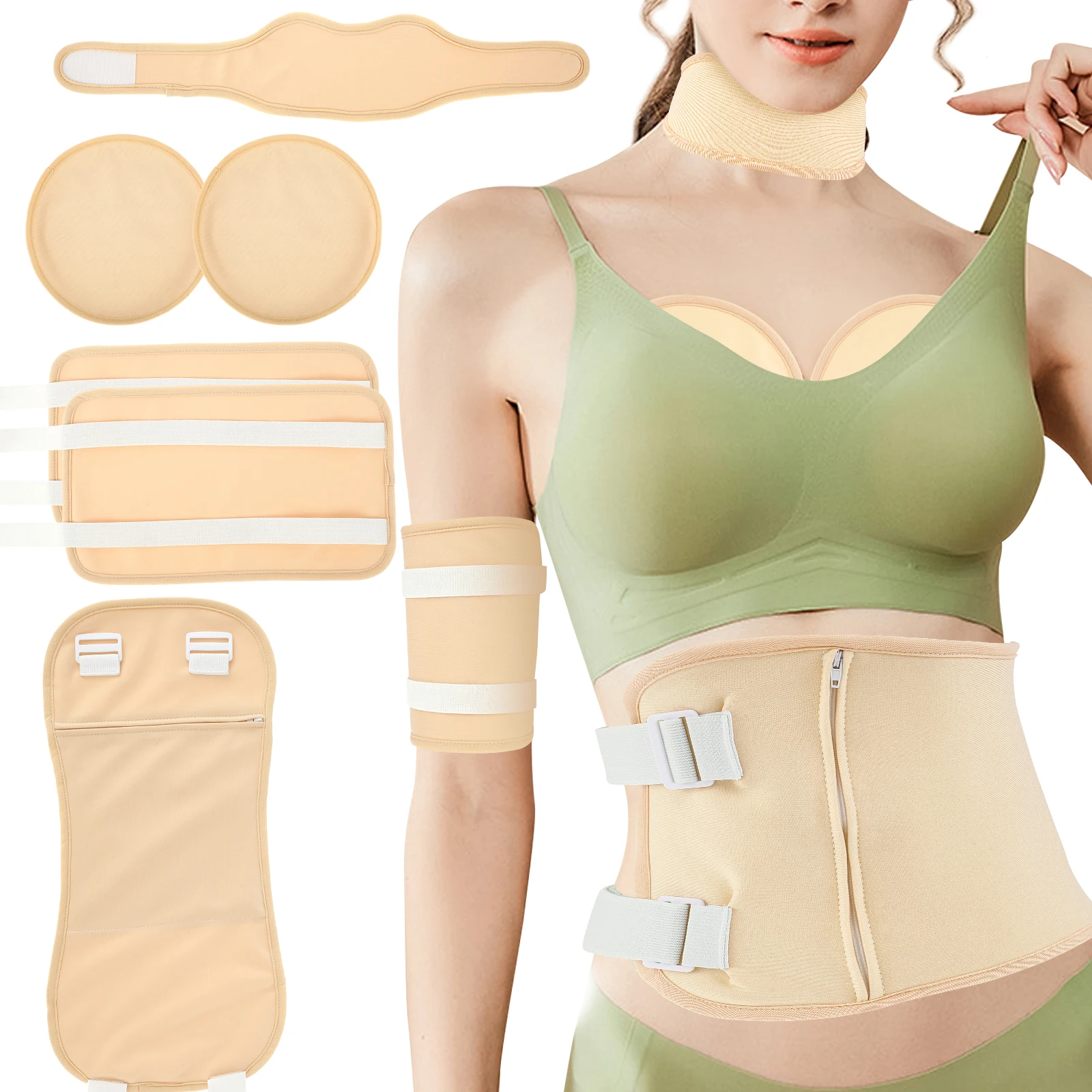 

6Pcs Waist Neck Oil Pack Set with Chest Pads Washable Reusable Leg Essential Oil Wrap Mess-Free Oil Pack Wrap with Adjustable