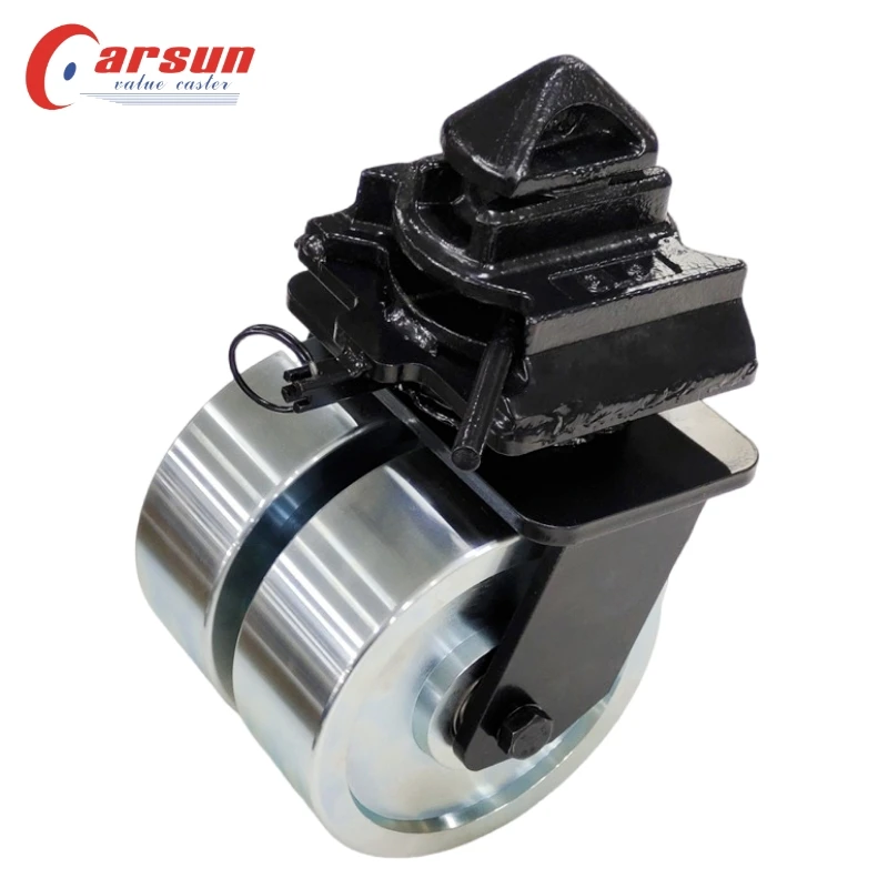CARSUN 8 Inch Cast Steel Double Wheel Shipping Container Caster Heavy Duty Direction Lock Ball Bearing 200mm Swivel Brake Wheel
