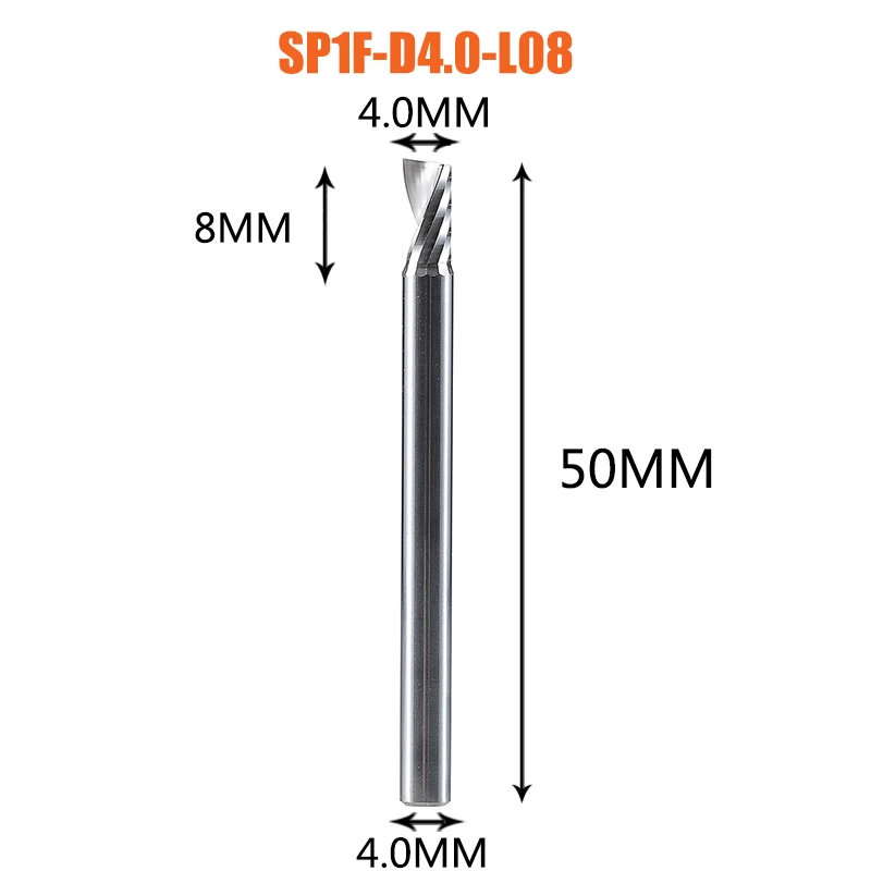 Dreanique 1pc Single Flute Spiral End Mill 1/8 1/4Inch Schacht Carbide Aluminium Inch Size Cutter voor Houtbewerking Acryl ACM