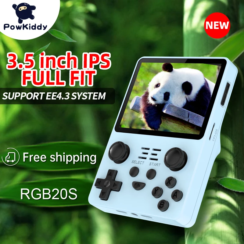 

256G 56000 Games POWKIDDY New RGB20S 3.5-Inch IPS Screen Open Source System Dual TF Card Handheld Game RK3326 Processor