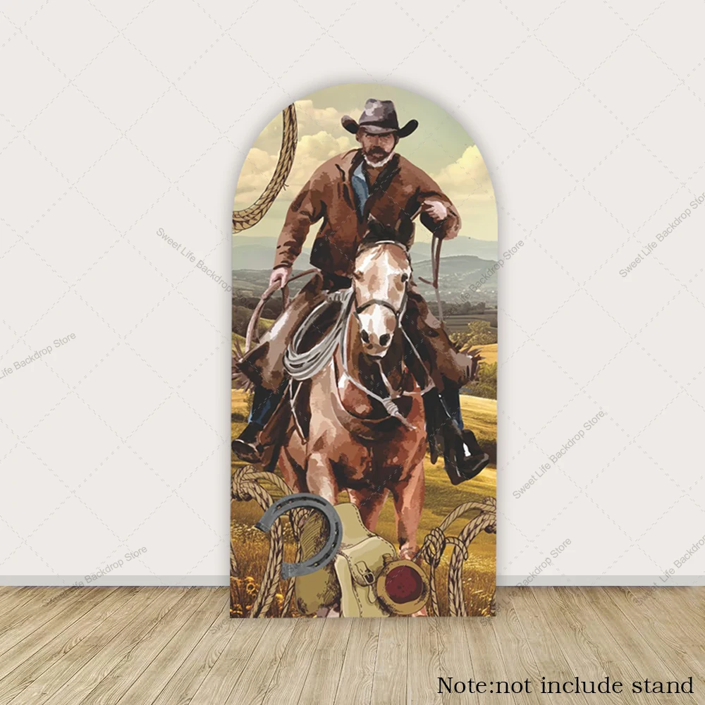 خلفية قوس رعاة البقر الغربية للأولاد وحفلات أعياد الميلاد وحفلات استقبال المولود الجديد غطاء قوس كيارا لتزيين الخلفية