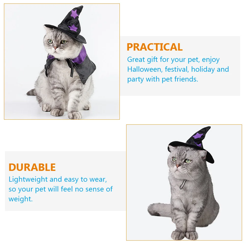 

1Pcs Black Pet Witch Hat Stylish Halloween Costume Accessory Lightweight Decorative Headdress for Cat Dog Festival Party Wear
