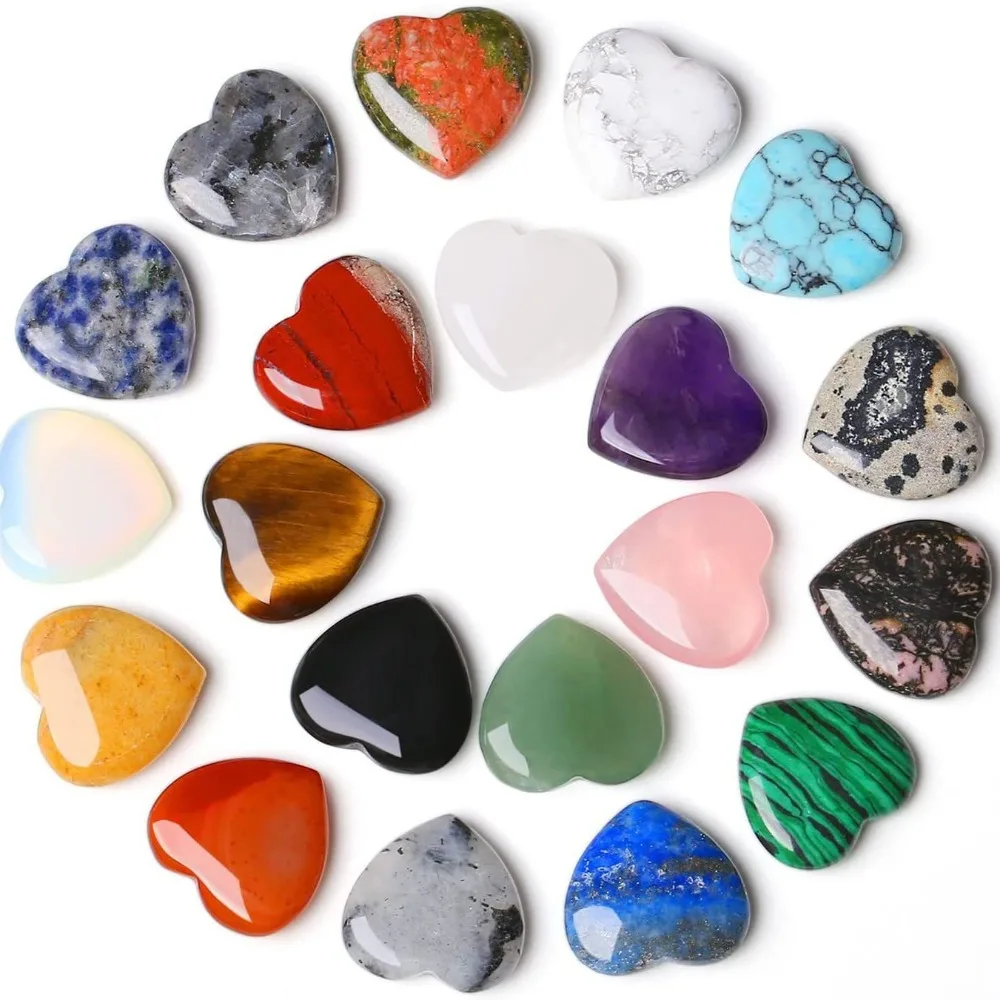 1Pc Love Heart Healing Stones Crystal Natural Quartz Gemstones Reiki Energy Balancing Meditation Gift Reiki Minerals