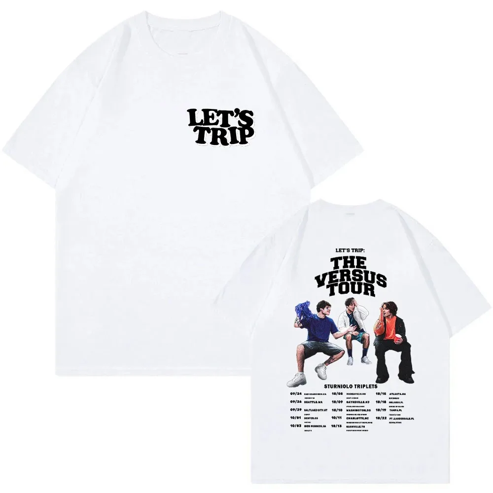 Sturniolo Triplets Merch Let\'s Trip 2023 The Versus Tour T-shirt Girocollo Manica corta Streetwear Uomo Donna Tee Abiti di moda