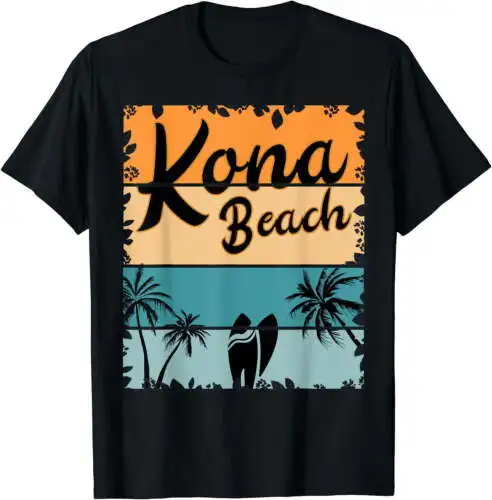 Vintage Kona Beach Hawaii Surfer Hawaiian Surfing T-Shirt Black 4X-Large