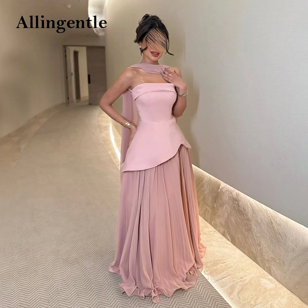 

Элегантное розовое вечернее платье без бретелек, шифоновый шарф, атласное вечернее платье длиной до пола, длинные платья для выпускного вечера по индивидуальному заказу