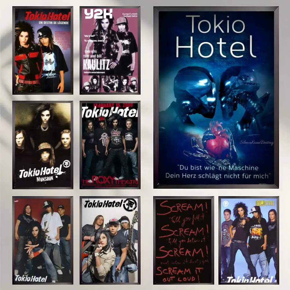 Band Metal Rock Band Tokio Hotel Poster Self-adhesive Art Waterproof Paper Sticker Coffee House Bar Room Wall Decor