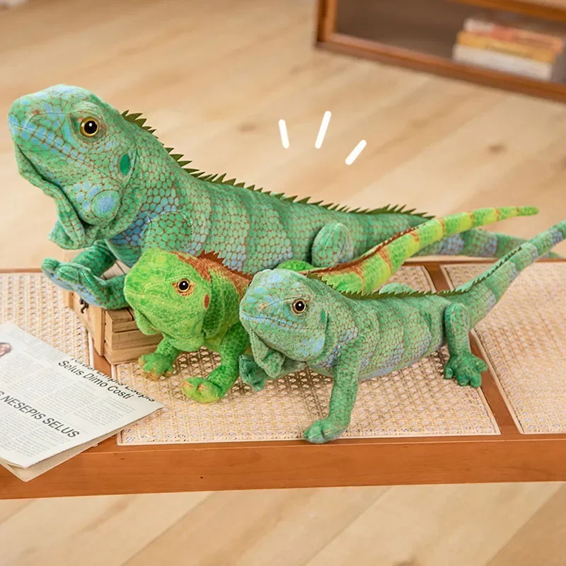 Figura realista de lagarto Iguana verde/marrón, modelo bonito de lagarto reptil, juguetes de peluche, muñeco de peluche de Animal de imitación, regalos para niños