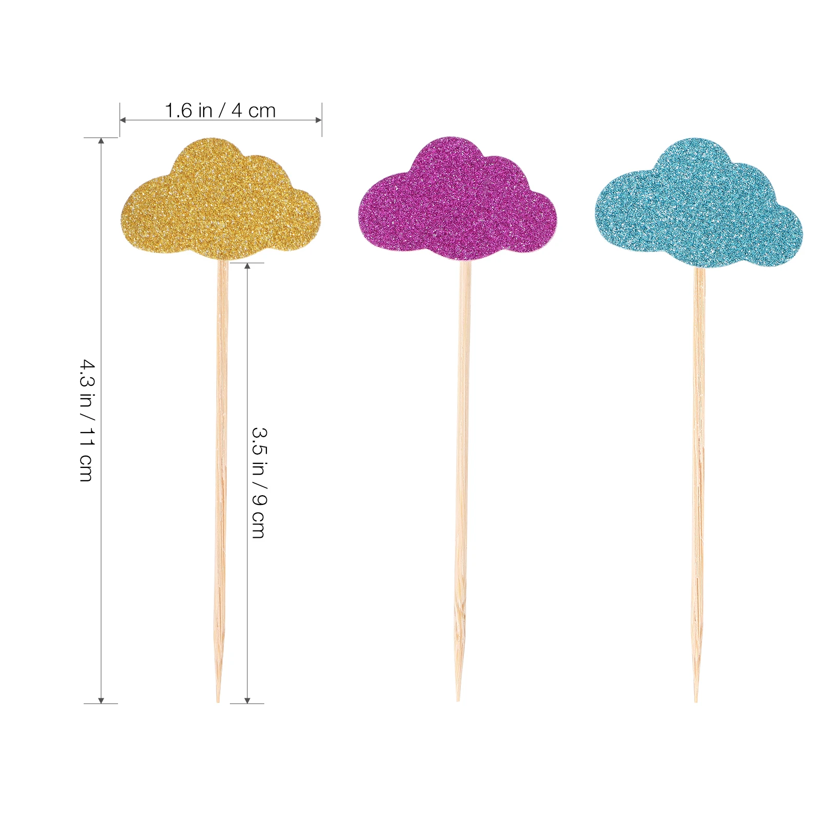 

20pcs Cloud Cake Decorations Glittering Shaped Toppers Birthday Party Supplies Cupcake Picks EcoFriendly Safe Nontoxic Kids Baby