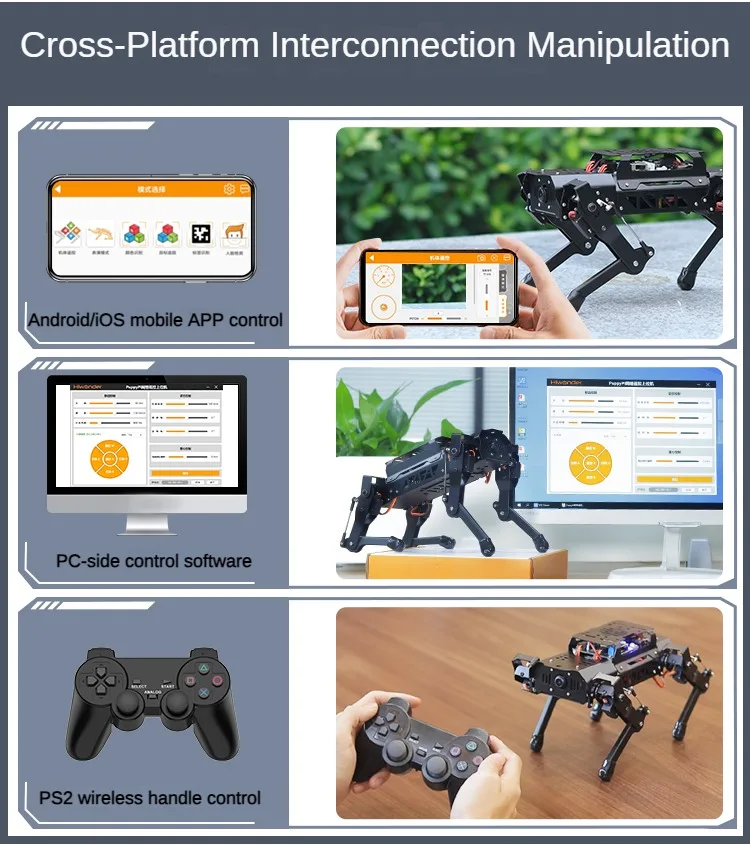 مجموعة روبوت PuppyPi Hiwonder رباعية الأرجل مع التعرف البصري AI لروبوت Raspberry Pi ROS مفتوح المصدر قابل للبرمجة للكلاب الروبوتية