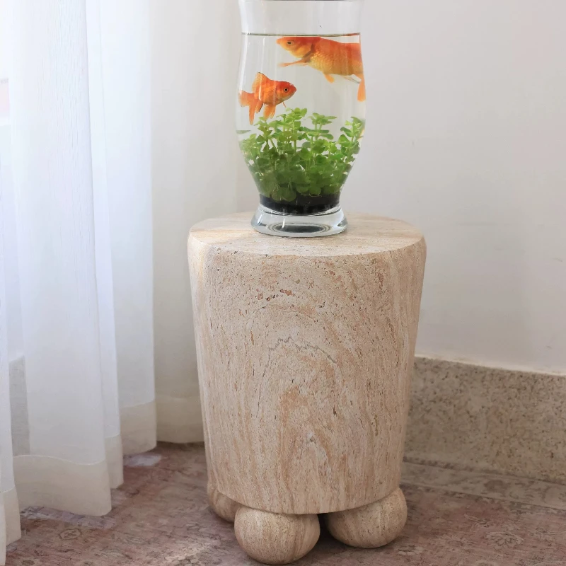 Designed Small Side Table for Living Room Imitate Marble Pattern Flower Stand Minimalist Art End Table Corner Sofa Storage Shelf