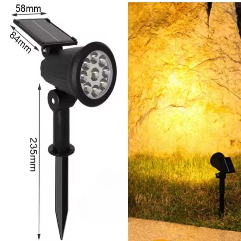 9 LED Solar Spot Light Outdoor Waterproof Spotlights Solar Garden Lights Landscape Lighting Decoration Pathway Lawn Lamp