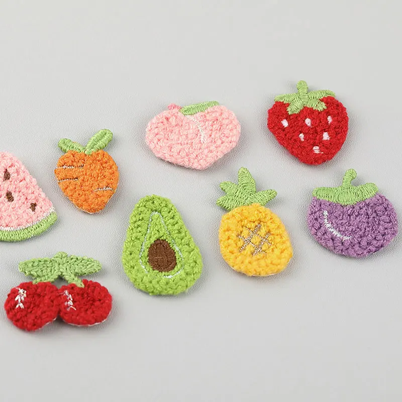 20 Stück wasserlösliche Stickapplikationen mit Fruchtmotiven zum Aufnähen auf Kleidung, Hüte, als Aufnäher, für Kopfschmuck und Haarspangen. – Detail 2