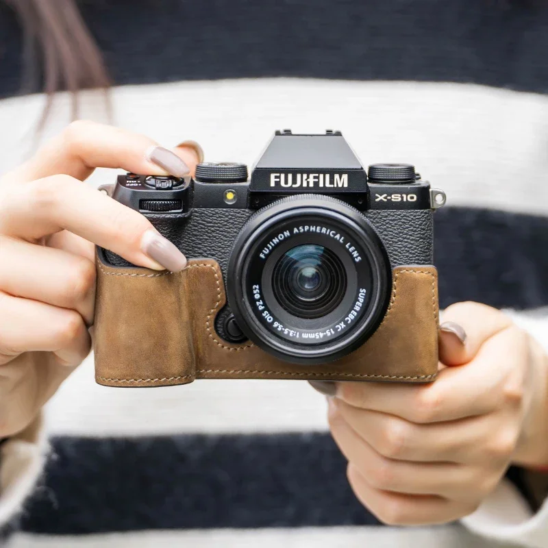 

Сумка для фотоаппарата ручной работы подходит для Fuji XS10, искусственная кожа, защитная деталь, верхний слой из воловьей кожи