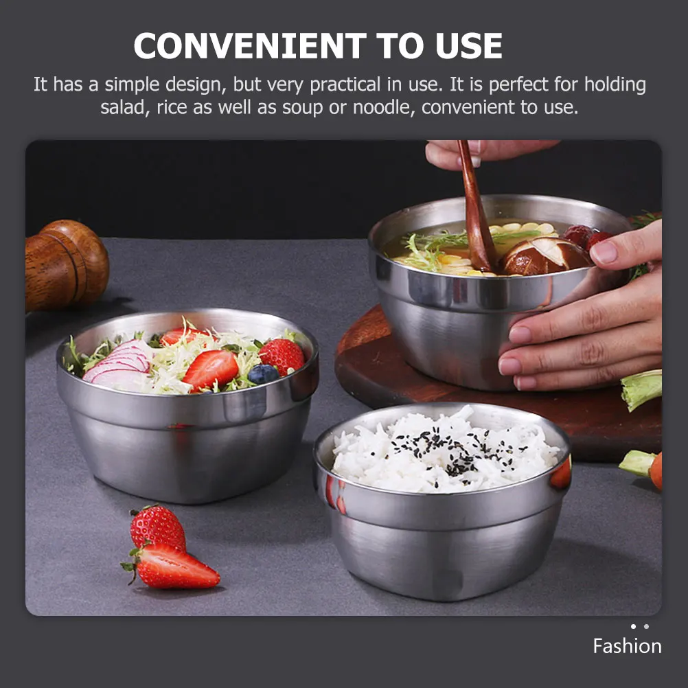 

Stainless Steel Thickened Double Layer Bowls Kitchen Ramen Home Tableware Insulated Anti Scald Easy Clean Hygienic