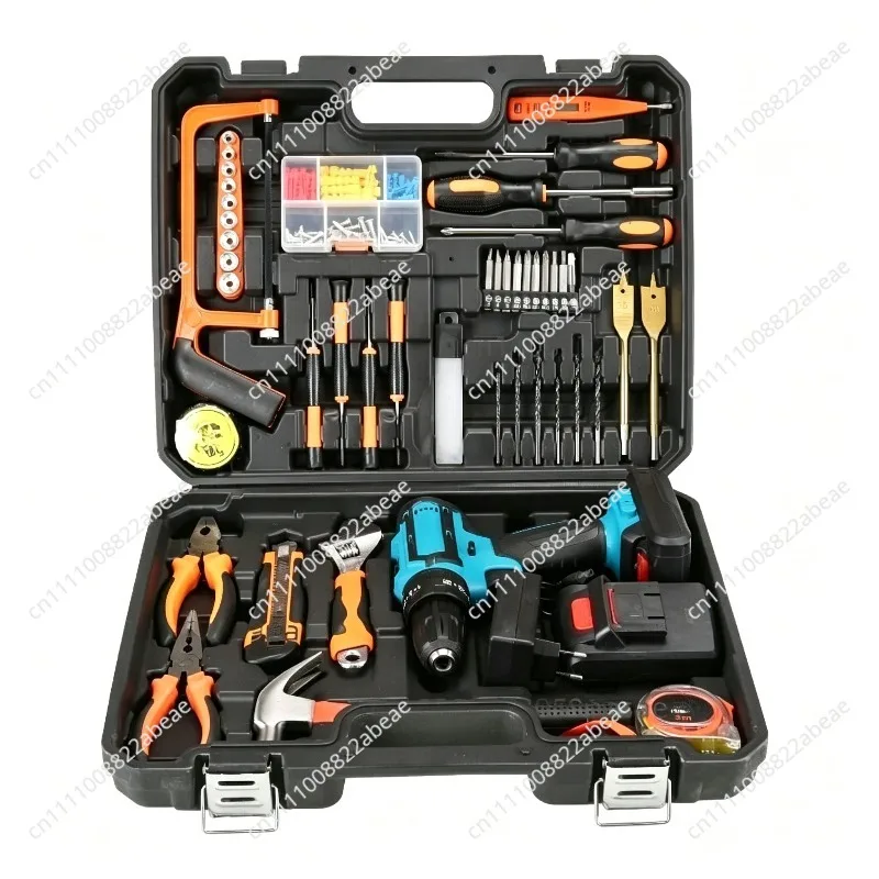 New 124-piece set of multi-functional hardware tools for maintenance, lithium battery impact drill tool box combination set