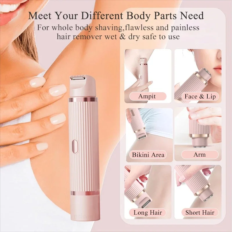Women's Electric Shaver 2-in-1 Bikini Area Hair Trimmer Cordless Waterproof Rechargeable Wet/Dry Use Dual-Head Detachable Razor gallery 1