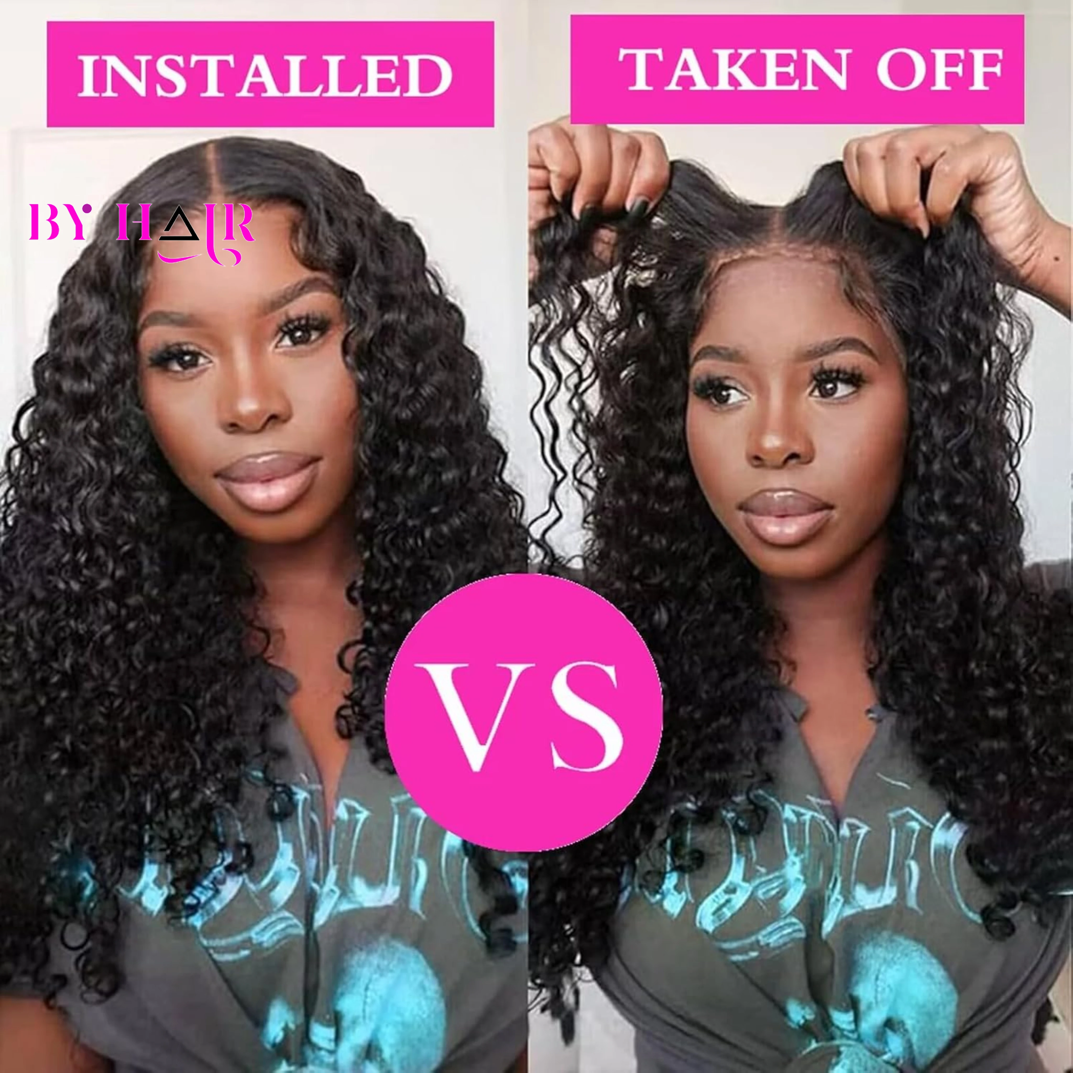 6x4 Water Wave Бесклеевой парик Парики из натуральных волос Готовые к ношению Предварительно вырезанные кружевные бесклеевые вьющиеся парики Парики из натуральных волос на кружеве для женщин