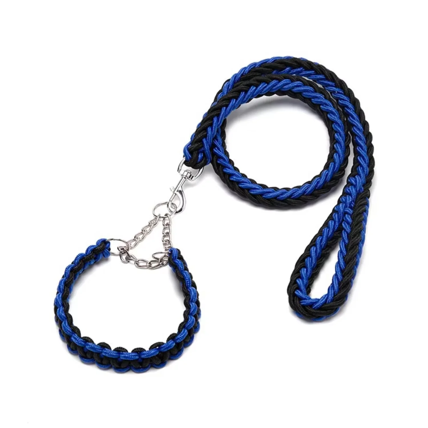 Black  Braided Dog Rope Leash Durable Nylon Collars with Lights for Dogs and Cats for Walking