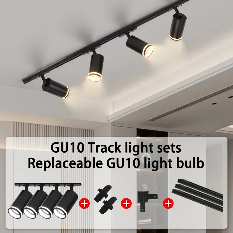 

LED Track Light GU10 Ceiling Spot Fixture for Living Room Shop Kitchen Spotlight ing Rail Lamp Sets