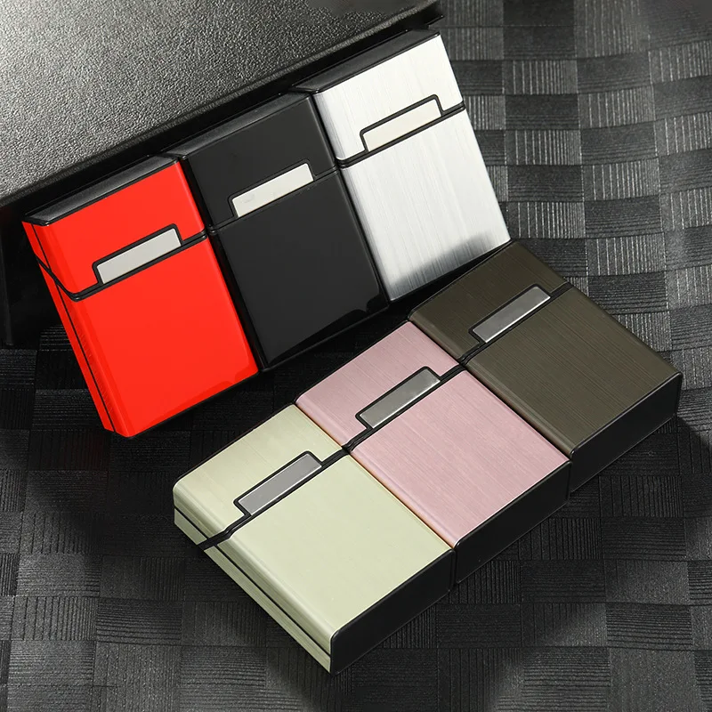 Aluminum Alloy Thick 20 Cigarette Case Simple Solid Color Waterproof Hard Shell Cigarette Accessories