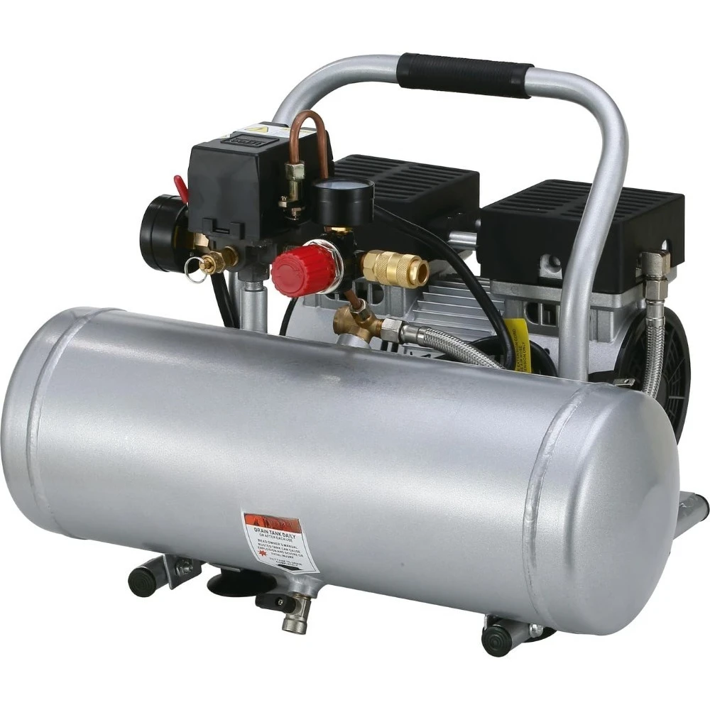 

1.0 HP Ultra Quiet and Oil-Free Air Compressor, 2 Gallon Aluminum Tank, 60 dBA Noise Level, Silver