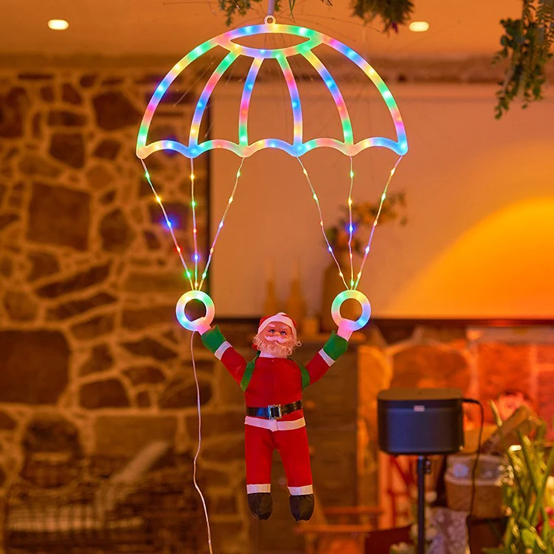 2026 Christmas Light DIY Parachute Santa Claus Light Outdoor Waterproof Lamp for Porch Garden Party Home Christmas Tree Decor