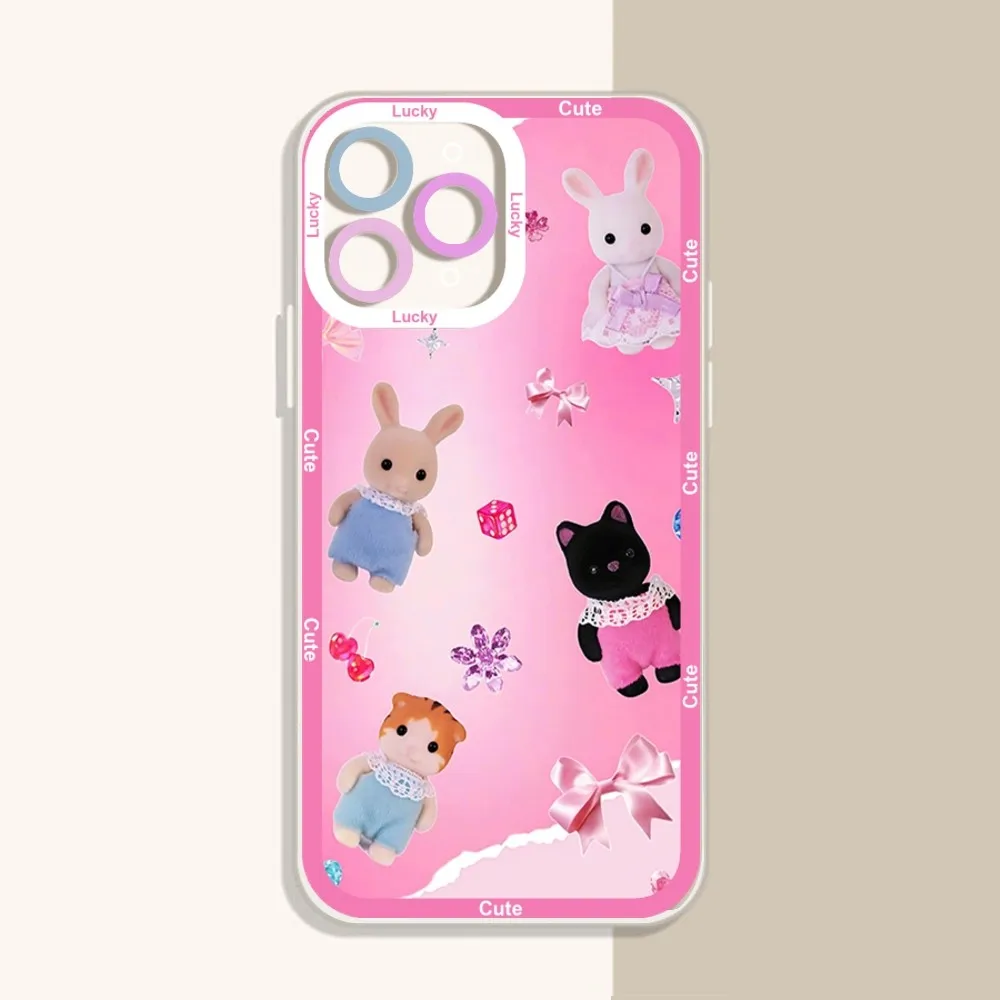 Cute Sylvanian Families Phone Case For IPhone 12 11 13 14 Pro Max XR XS Max X SE2020 7 8 Plus Case