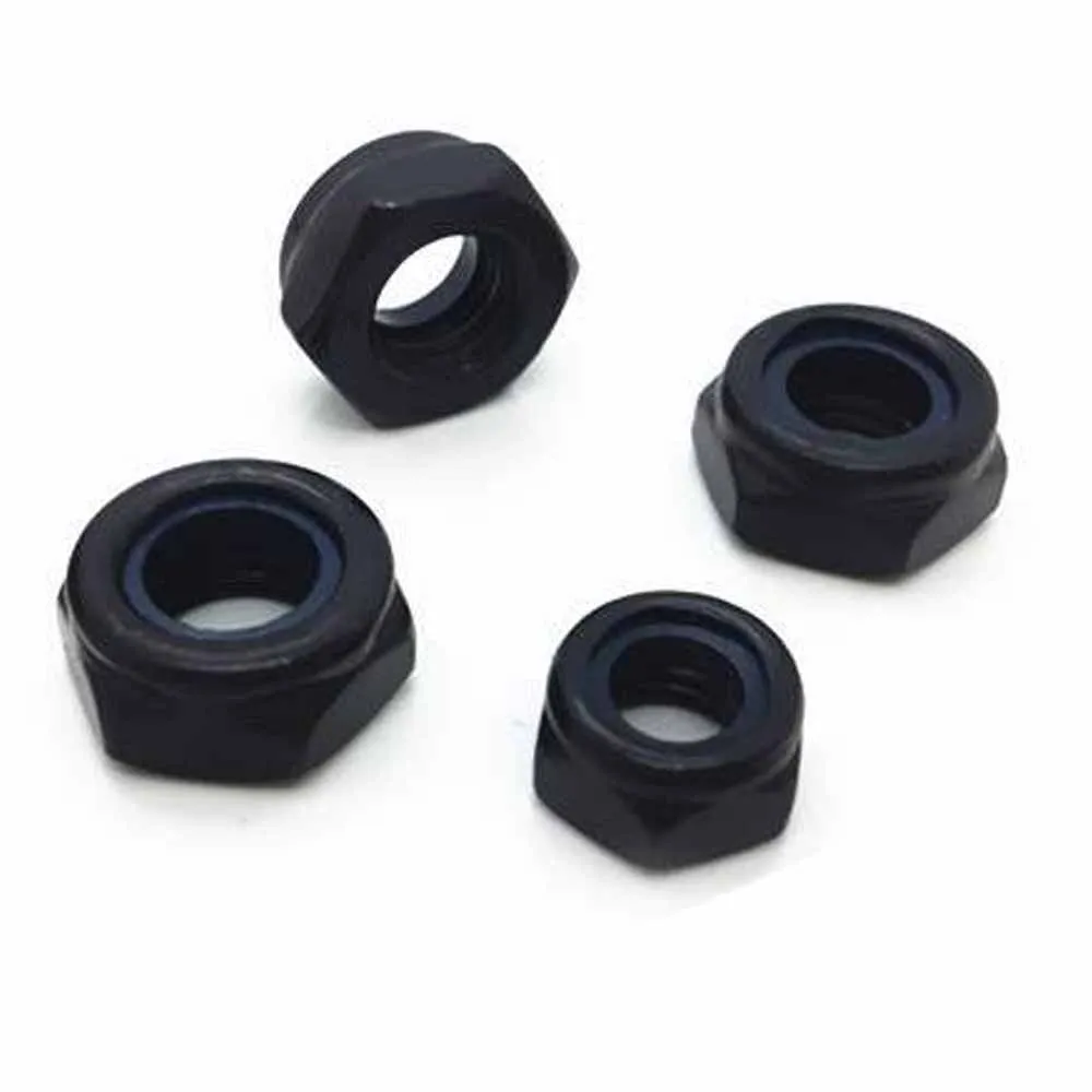 2/10pcs DIN985 M2 M2.5 M3 M4 M5 M6 M8 M10 M12 Black 304 Stainless Steel Hexagonal Hex Self-locking Locknut Nylon Insert Lock Nut