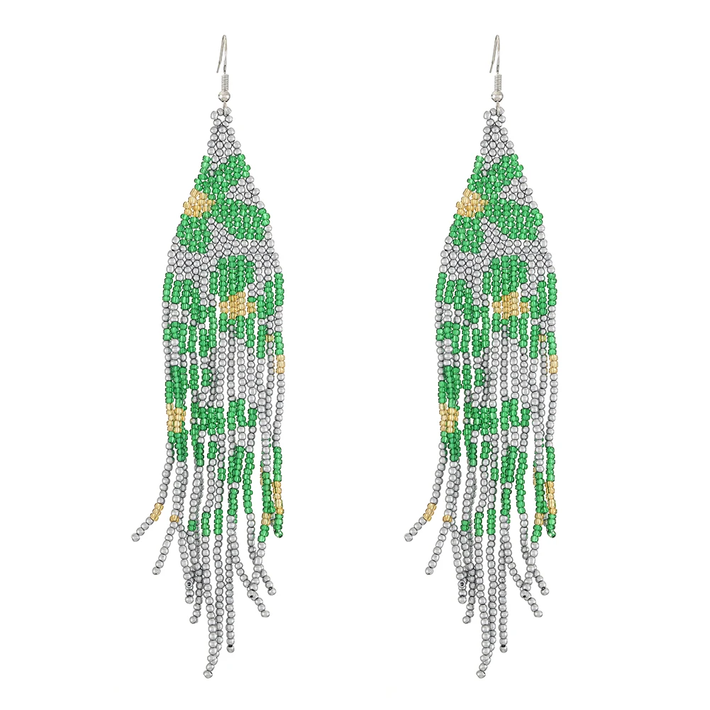 2025 اليدوية أقراط من الخرز زهرة شرابات الإبداعية الحد الأدنى البوهيمي المنسوجة يدويا الهندسة النساء أقراط مطرزة للنساء