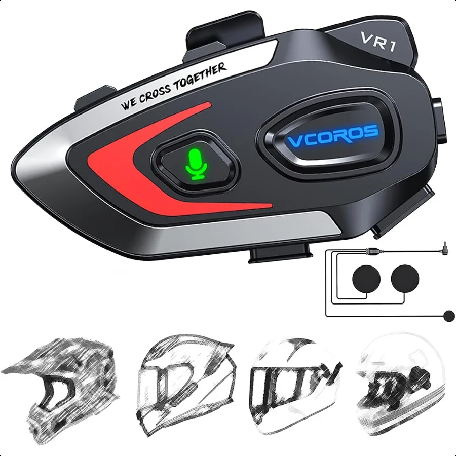 

Motorcycle Helmet Headset VR1 Motorcycle Helmet Speakers with Automatic Answer IPX6 Waterproof AI Voice CVC and DSP Dual Noise