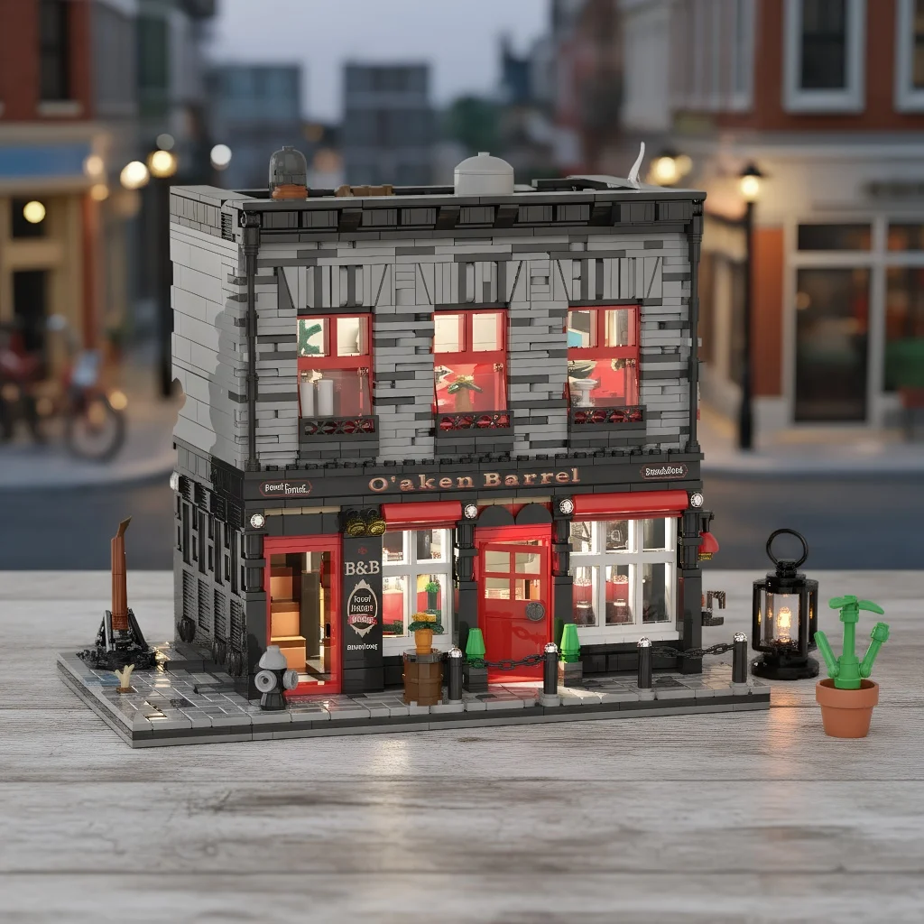 2368 PCS Retro Bar Building Set - Vintage Pub Model Brick Kit, DIY Modular House Decor for Adults Teens Age 14+