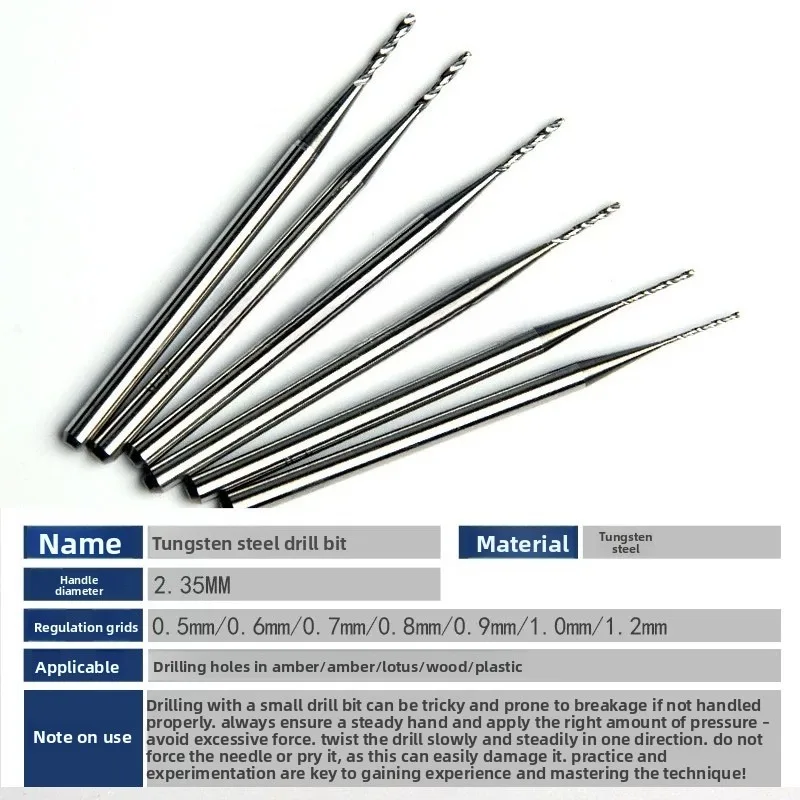 2.35mm Shank Carbide Twist Drill Pin/Micro Small Drill Bit for Wood Beeswax Hole Drilling/ Fit Shixin Engraving Dental Handpiece