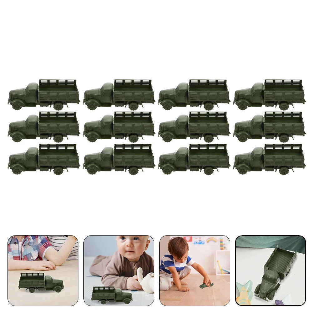 12 Pcs Army Trucks Toy Vehicle Model Toys Children Supply Boy Miniature