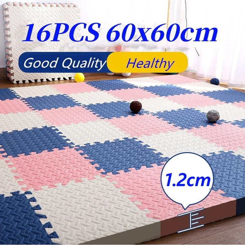 Tatame matras permainan bayi, alas bermain Puzzle tebal 1.2cm 60x60cm 16 potong untuk aktivitas bayi Gym