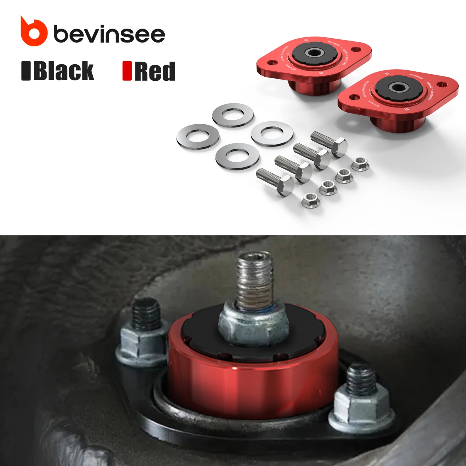 

BEVINSEE 10mm Rear 85A Polyurethane Shock Mounts for E46 E36 E30,Z3 E36,Z4 E85/E86, Replace 33521092362,33521137972,33521128734