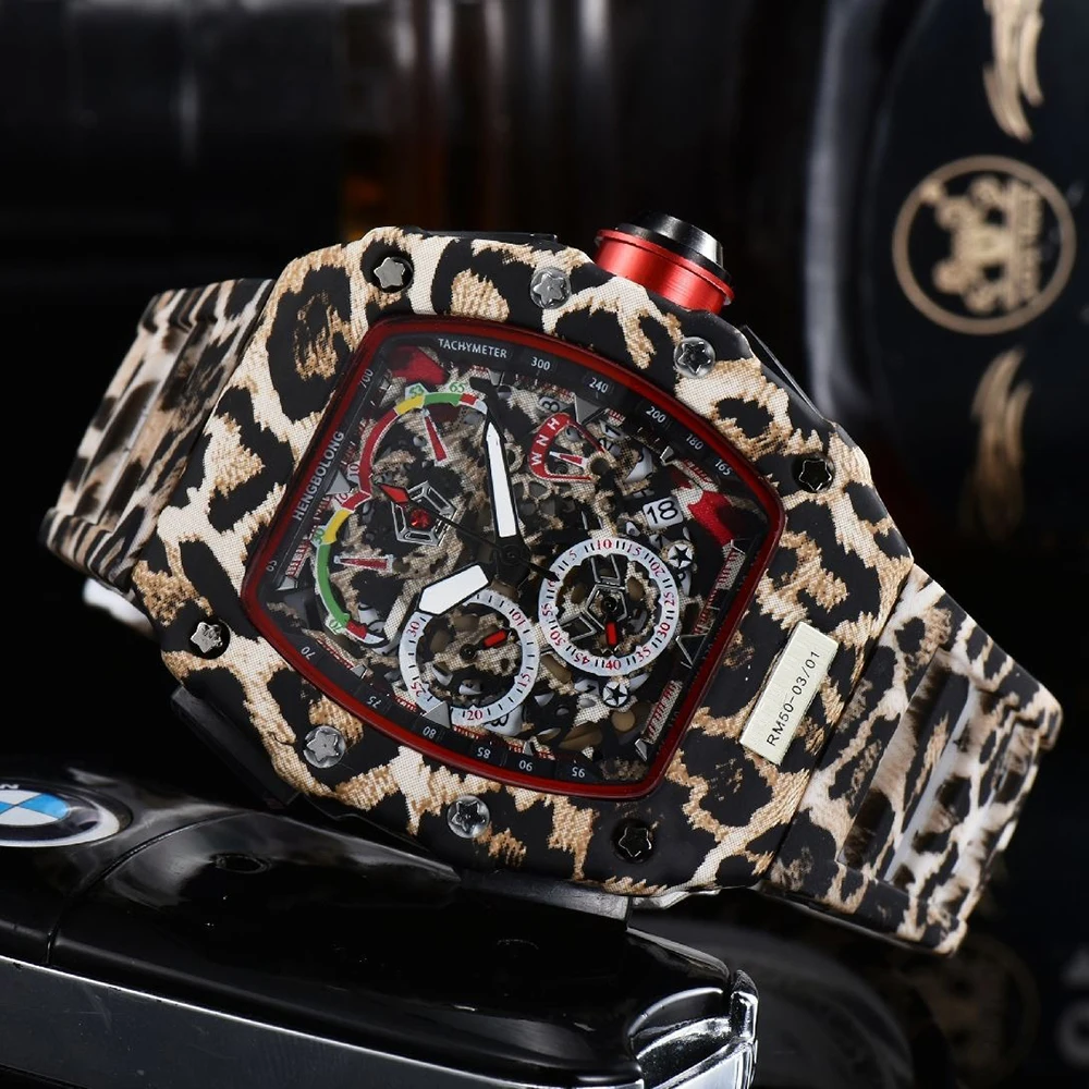 

Leopard Print Quartz Watch Men Tonneau Luxury Brand Men's Watch Top Waterproof Unique Creative Watch Wine Barrel Shaped Clcok