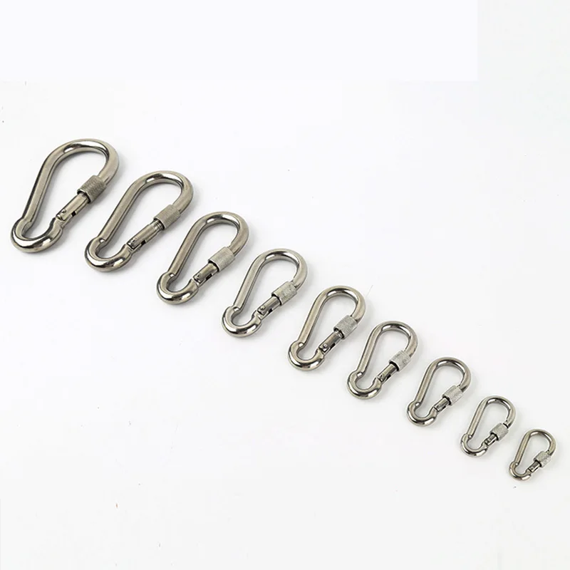 Outdoor Climbing Camping Hiking Gear 304 Stainless Steel Carabiner Snap Hook O Ring Buckle Portable Keychain Hanging Clip Buckle