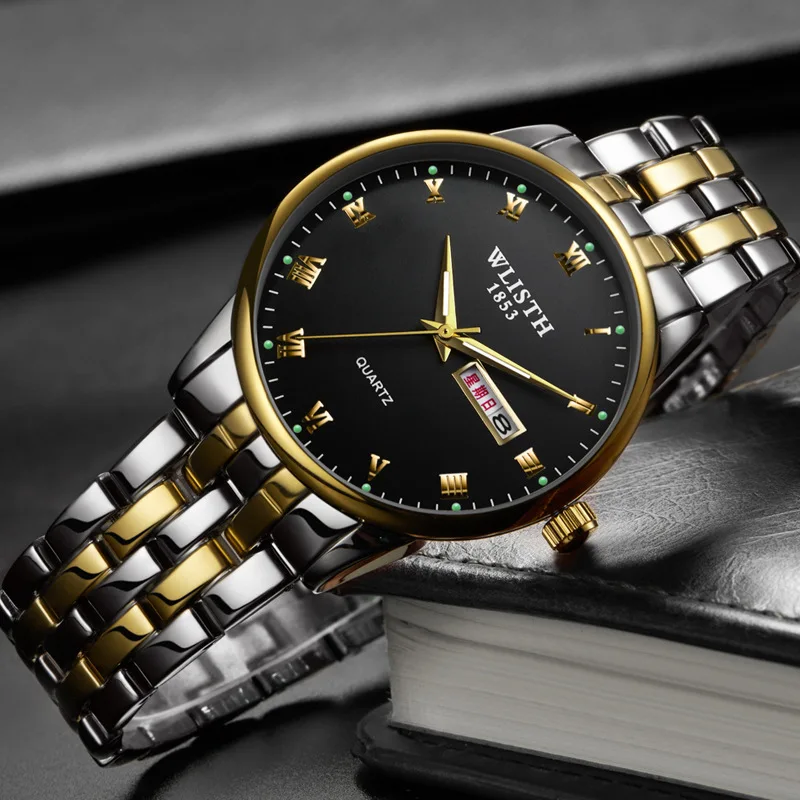 ساعة نسائية بنمط جديد - ساعة كوارتز مقاومة للماء للأعمال، ساعة رسمية مضيئة بتقويم مزدوج