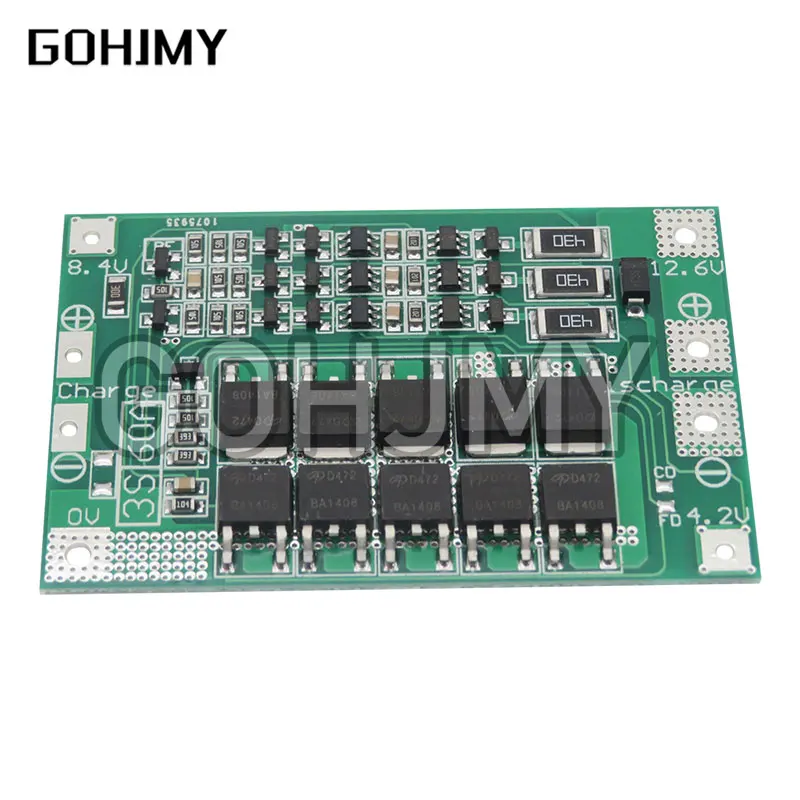Enhance/Balance 3S 60A BMS-Platine/Li-Ion 12,6 V 18650 BMS PCM Batterieschutzplatine für Li-Ionen-Akku/18650-Akkuladegerät