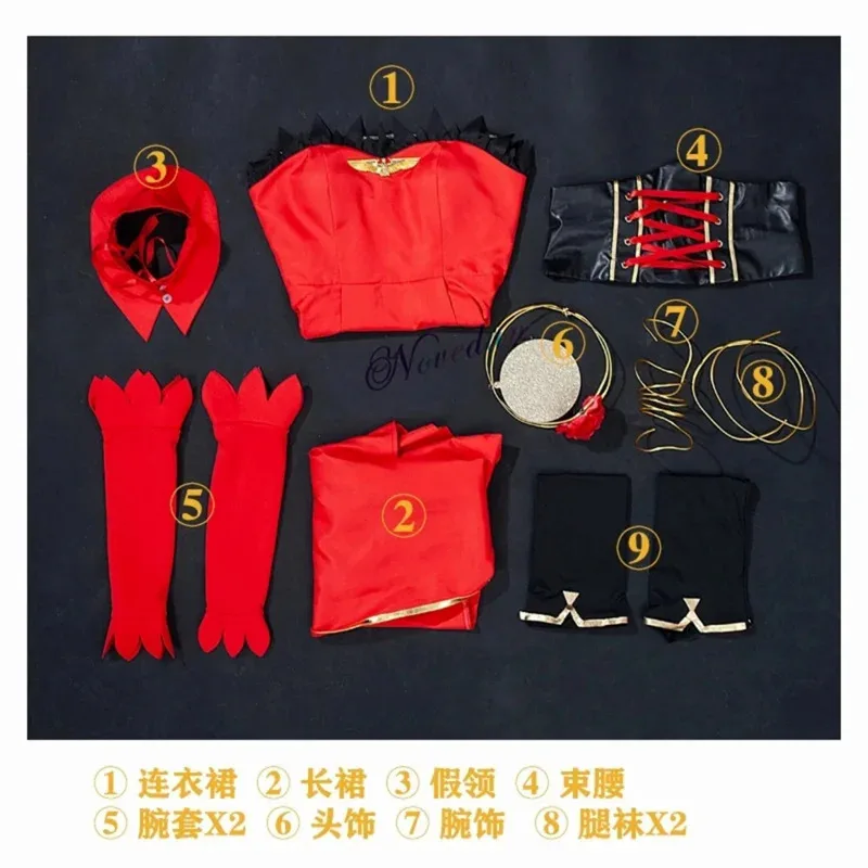 Anime Takt Op Destiny Cosplay Costume Shoes Wig Women Red Evening Party Fancy Tail Dress Prom Halloween Costume Props