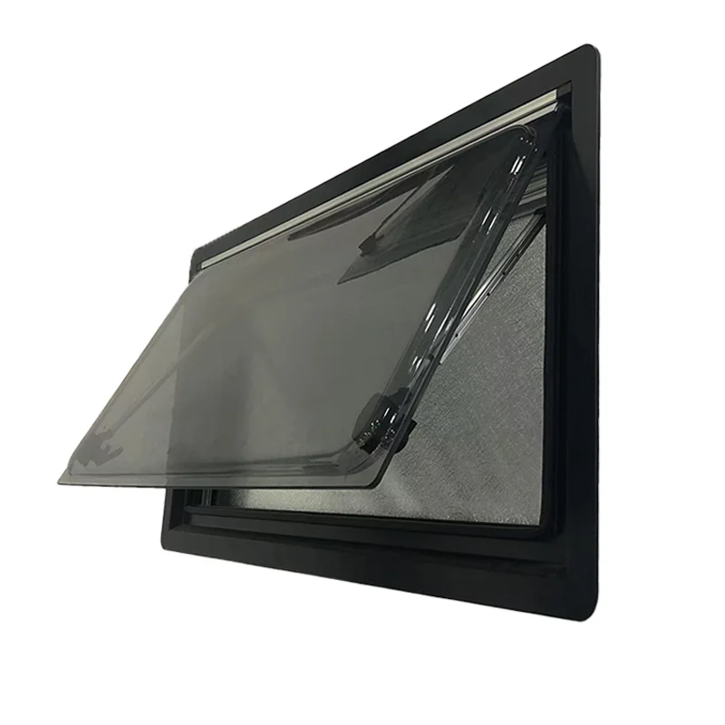 Wholesale 800x500mm Square Corner RV Motorhome Window with One-piece Molded ABS Inner Frame and Roller Blind Flyscreen view 5