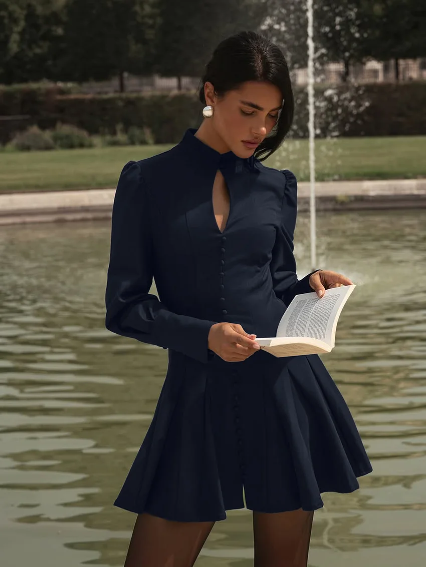 

Marthaqiqi Formal Female Pajamas Long Sleeve Sleepwear Sexy O-Neck Nightgowns Winter Mini Dress Women'S Nightwear Slim Comfort