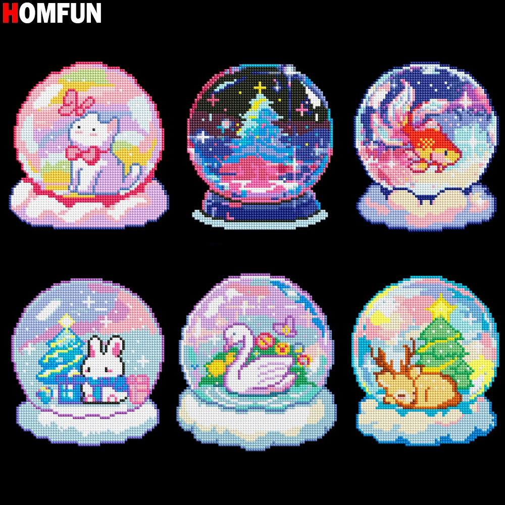 HOMFUN New Cute Diamond Painting "Cute Crystal Ball" Full Square Resin Drill Diy 5d Diamond Embroidery Picture Rhinestone Art