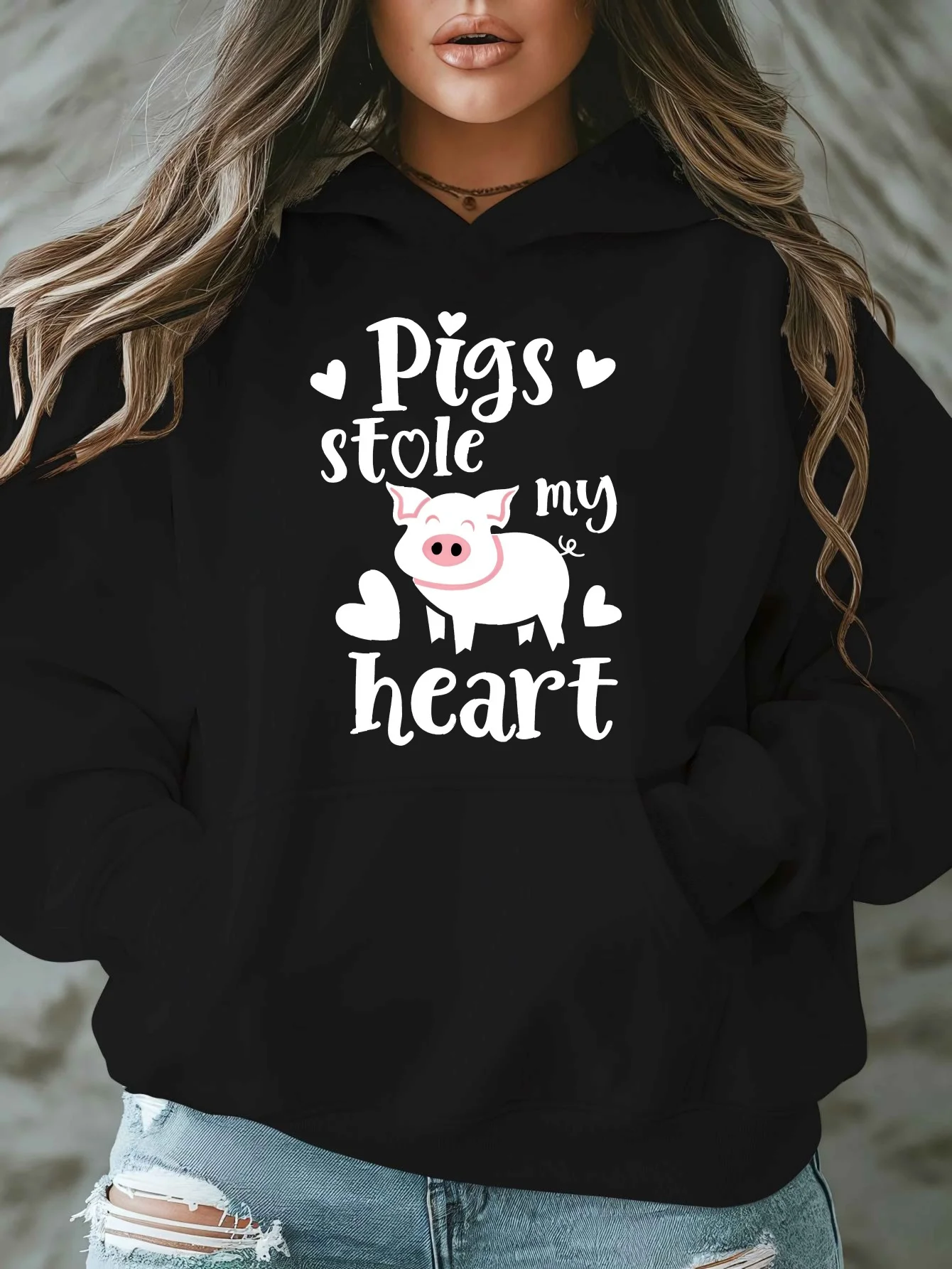 

Толстовка с принтом Pigs Stole My Heart, мужская и женская толстовка с длинными рукавами, пуловер Y2k, топы, осенне-зимняя одежда, уличная одежда