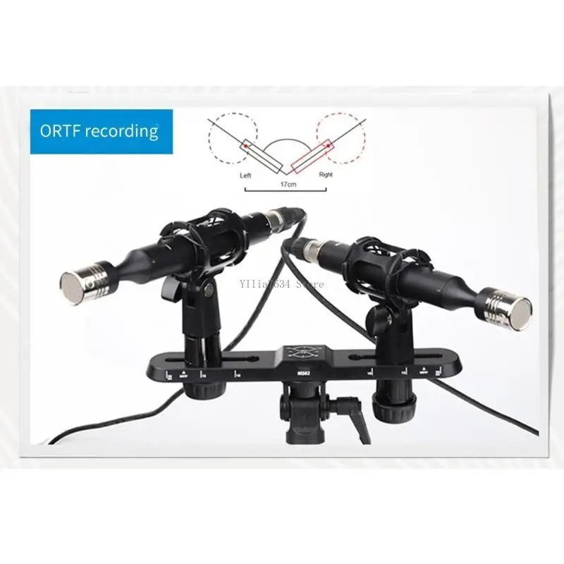 MS02 Stereo Microphone Support with Adjustable Twin Mics Enhances Auditory Recording in Meetings and Live Streaming